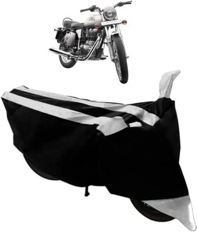 Two Wheeler Cover for Royal Enfield Bullet 350CC, Black, Pack of 1