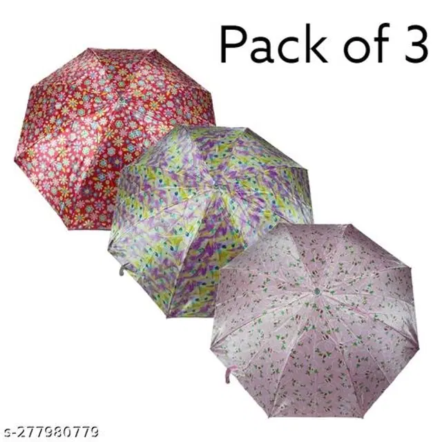 Polyester Foldable Umbrella, Assorted, Pack of 3