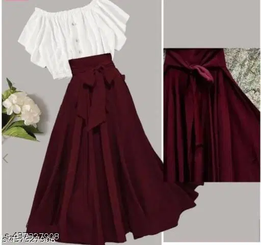 Polyester Solid Dress for Girls, Maroon (15-16 Years)
