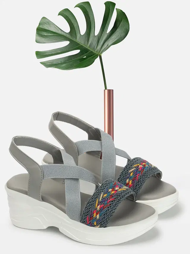 Sandals for Women (Grey, 4)