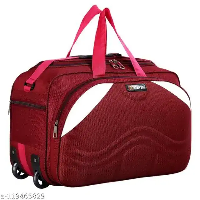 Polyester Trolley Duffel Bag for Men & Women, Maroon