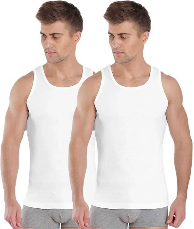 Cotton Vests for Men, Pack of 2 (White, 100)