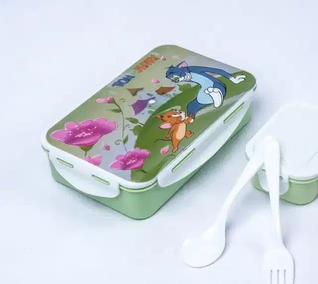 2 Containers Lunch Box, Multicolor, 900 ml, Set of 1