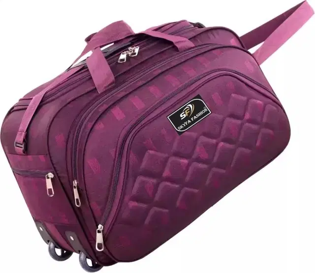 Polyester Trolley Duffel Bag, Purple, 62 L
