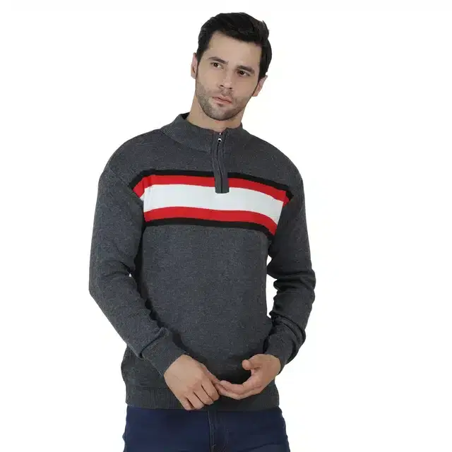 Men's Casual Sweater (Grey, L) (A-31)