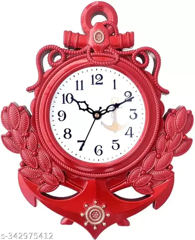 Designer Plastic Wall Clock, Red