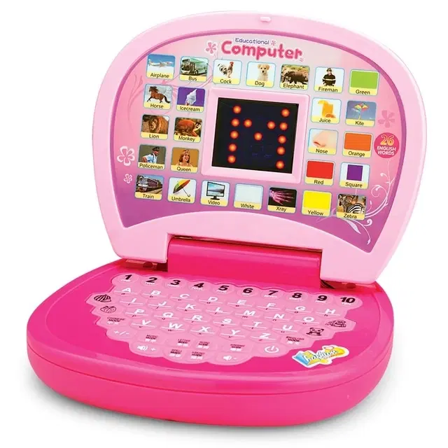 Educational Learning Laptop Toy with LED & Music, Pink
