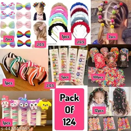 Set of 124 pcs Hair Accessories Combo for Women (Pink)