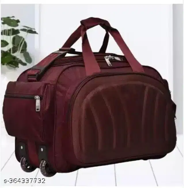 Polyester Strolley Duffel Bag, Wine, 60 L