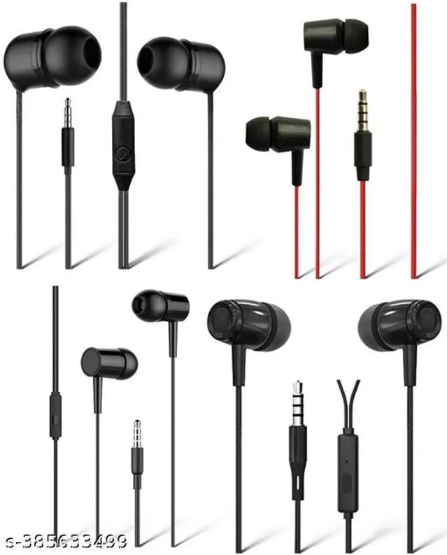 Premium 3.5 mm Jack Wired Earphones, Multicolor, Pack of 4