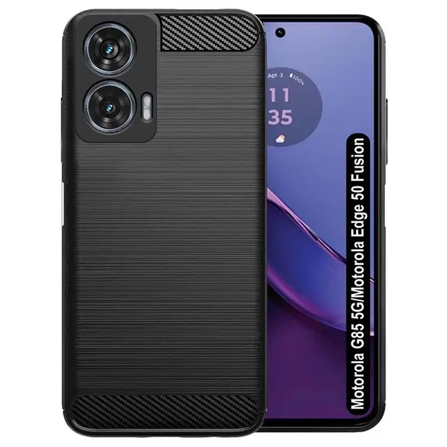 Silicone Mobile Back Cover for Moto G96 / Moto G85 / 50 Fusion (Black)
