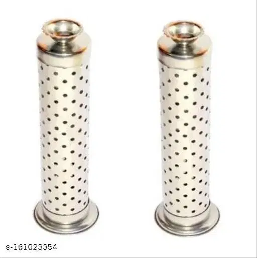 Stainless Steel Incense Stick Holder with Dhoop Holder, Pack of 2 (Silver)