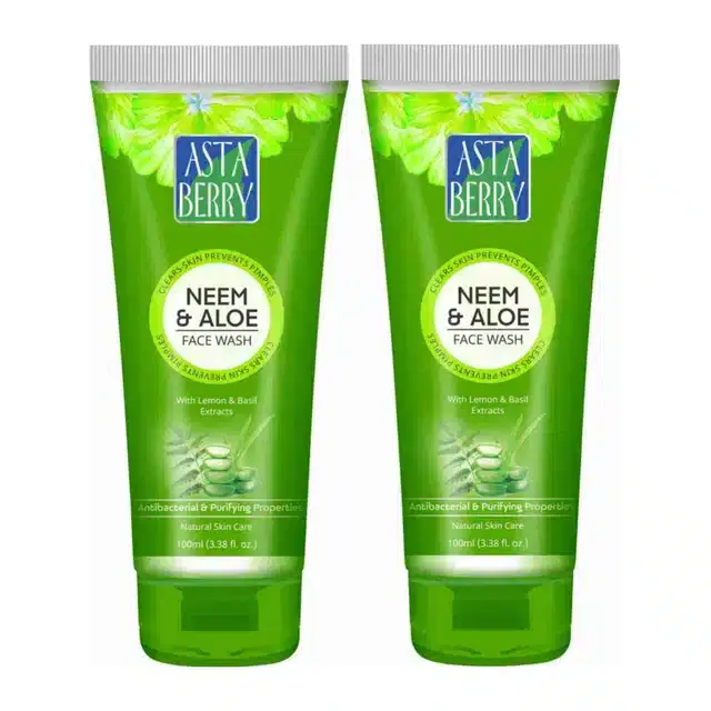 Astaberry Neem & Aloe Vera Face Wash, Pack of 2, 60 ml