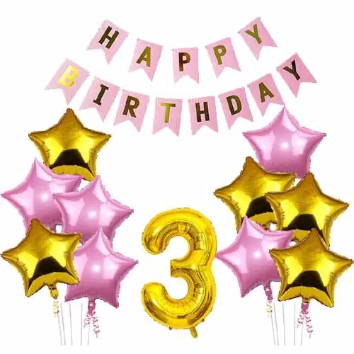3rd Happy Birthday Balloon Decoration Kit, PInk, Set of 1