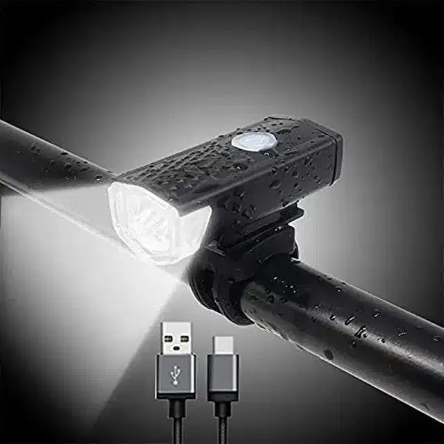USB Rechargeable Bicycle Front Light, Black