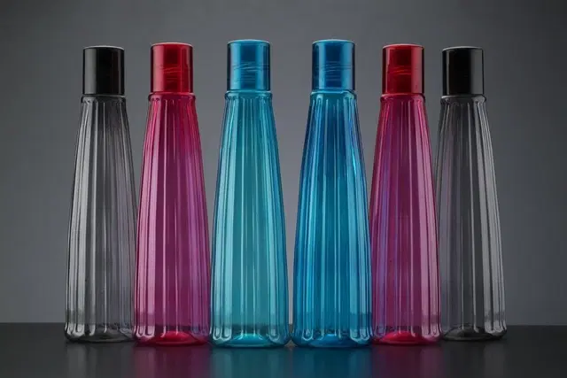 Parikshit Plastic Water Bottles, 1000 ml, Set of 6, Multicolor