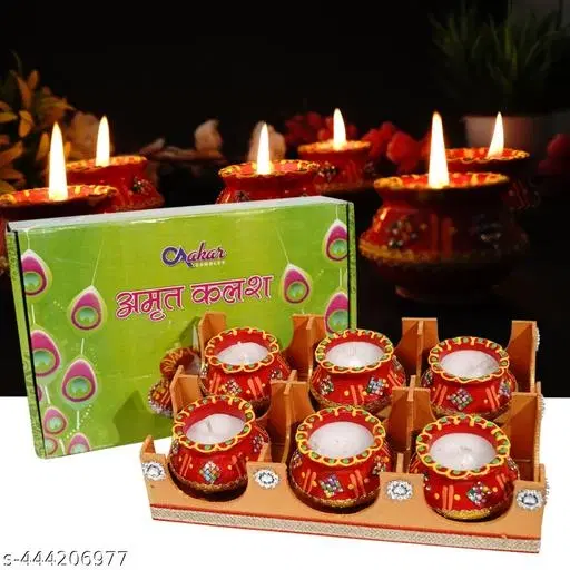 Matka Shape Candles for Home Decoration, Pack of 6