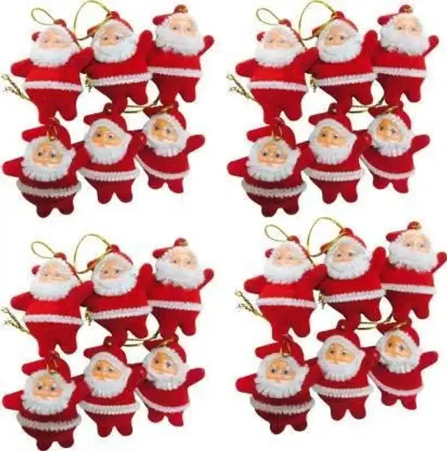 Mini Santa Christmas Decoration, Multicolor, Pack of 12