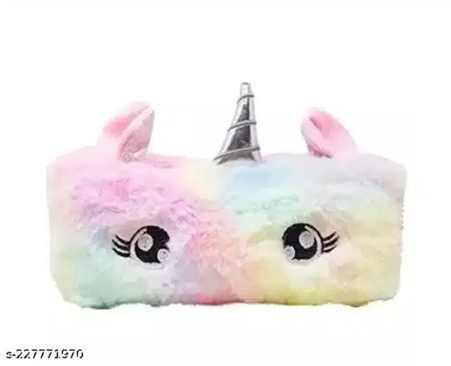 Fur Unicorn Pencil Pouch, Multicolor