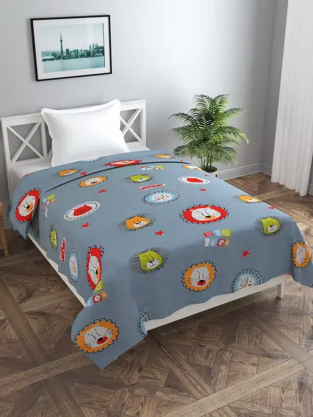 Printed Single Duvet Cover with Zipper, Multicolor, 60x90 Inches