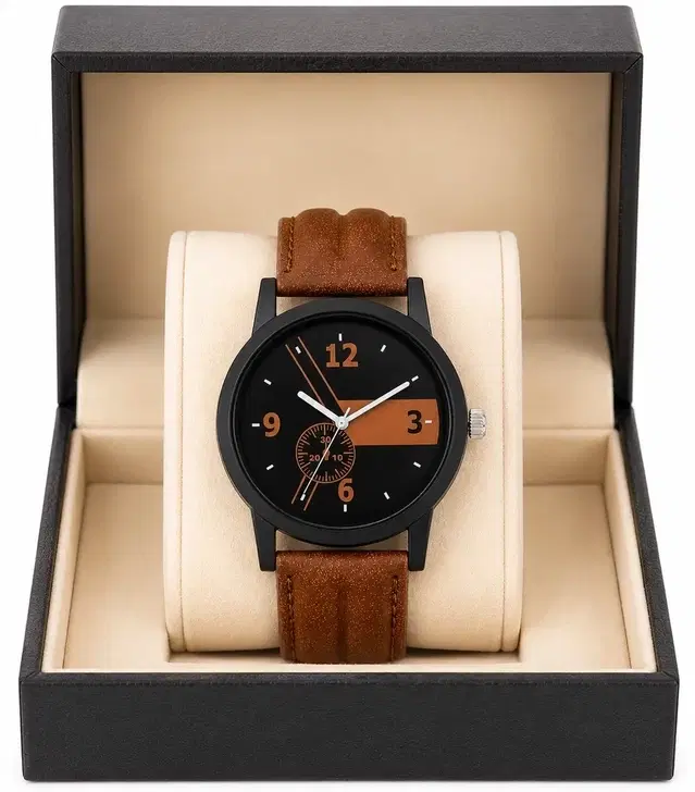 Analog watch for men, Pack of 1, Brown