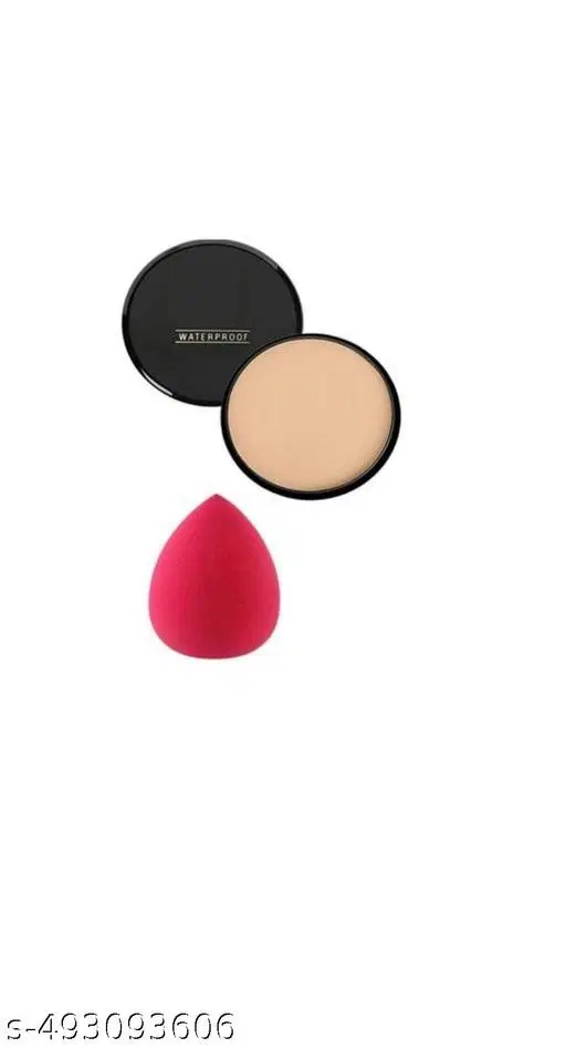 Air Puff Cusion Foundation with Makeup Blender, Multicolor, Set of 2