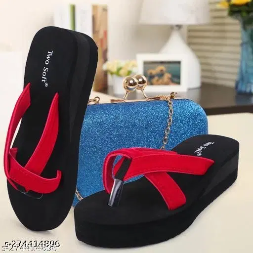 Twosoft EVA Flip-flops for Women (Red, 5)