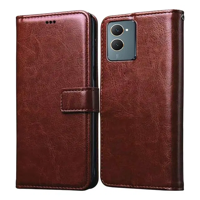 Artificial Leather Mobile Flip Cover for Vivo Y18e, Brown