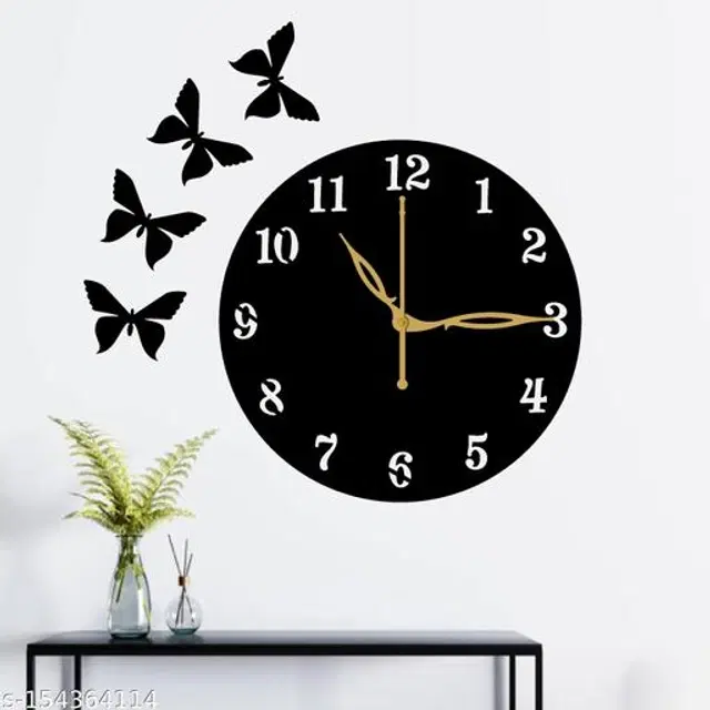 Wooden Wall Clock for Home, Black