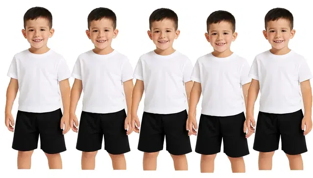 Cotton Shorts for Boys, White, Pack of 5 (6-12 Months)