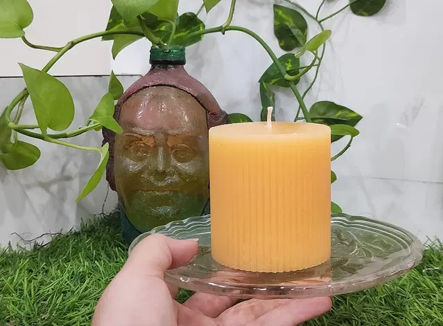 Floish Decor Premium Scented Ribbed Pillar Candle