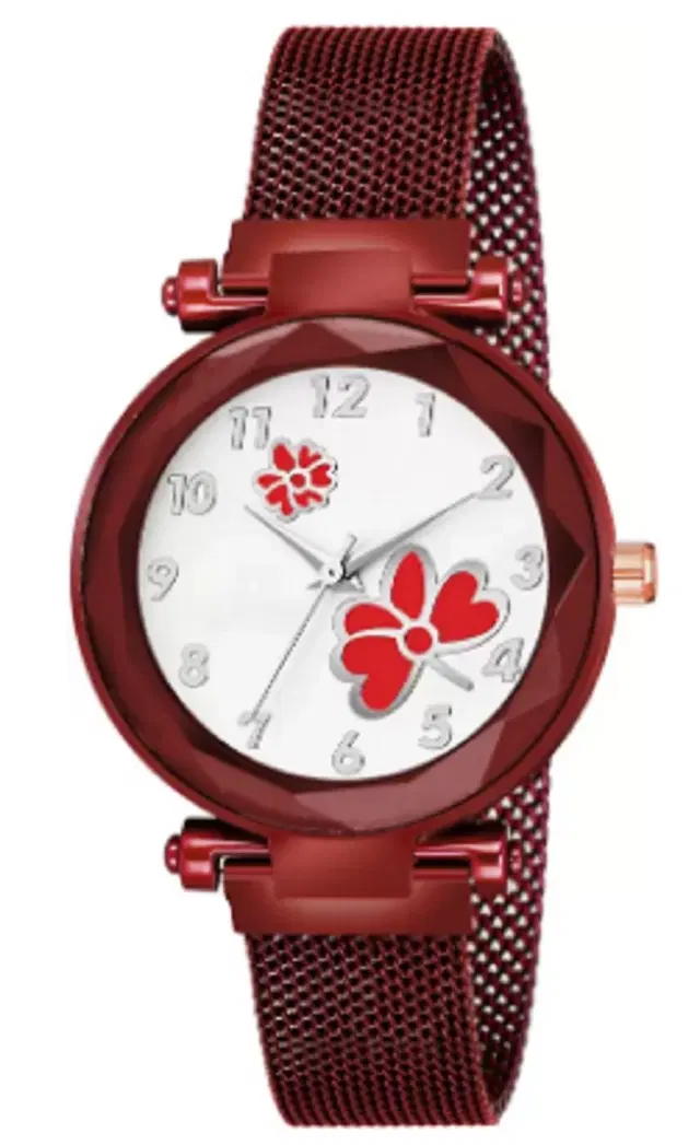 Analog Watch for Women & Girls (Red)