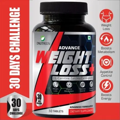 DNUTRIXN Advance Weight Loss | Advanced Formulation | L-Carnitine, Garcinia & Green Tea+, 30 Tablets
