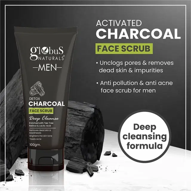 Globus Naturals Anti Pollution & Anti Acne Charcoal Face Scrub 100 g
