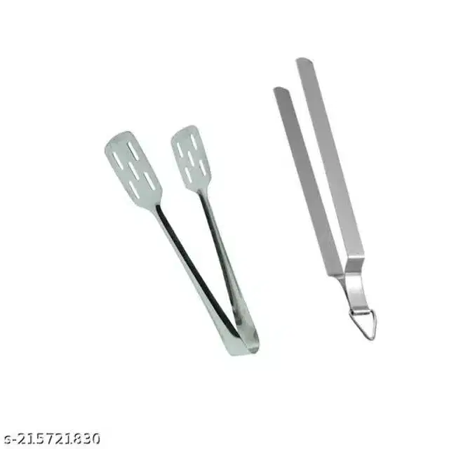 Stainless Steel Cooking Tongs, Silver, Set of 2