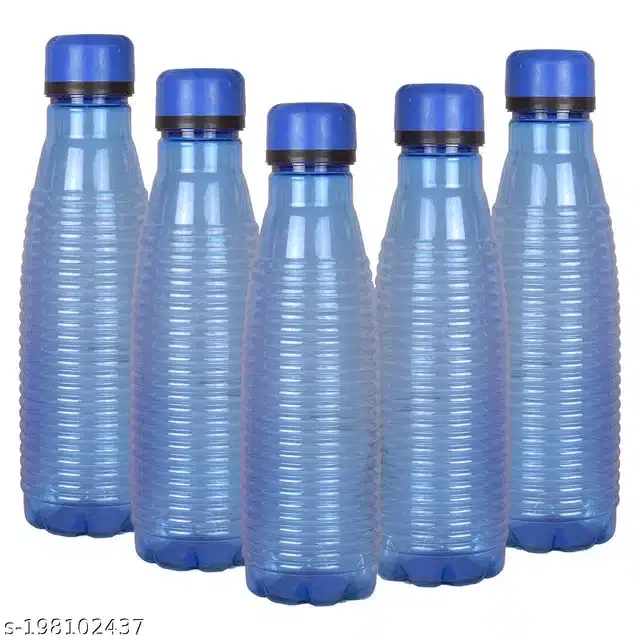 Plastic Water Bottles Set, Pack of 5, Blue, 1000 ml