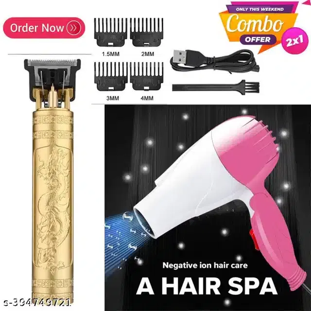 Professional Hair Trimmer with Hair Dryer Combo, Multicolor, Set of 2