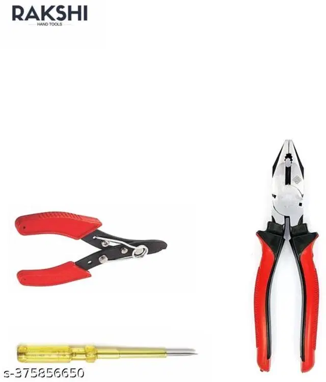 Stainless Steel Cutting Plier with Wire Cutter & Line Tester, Multicolor, Set of 3