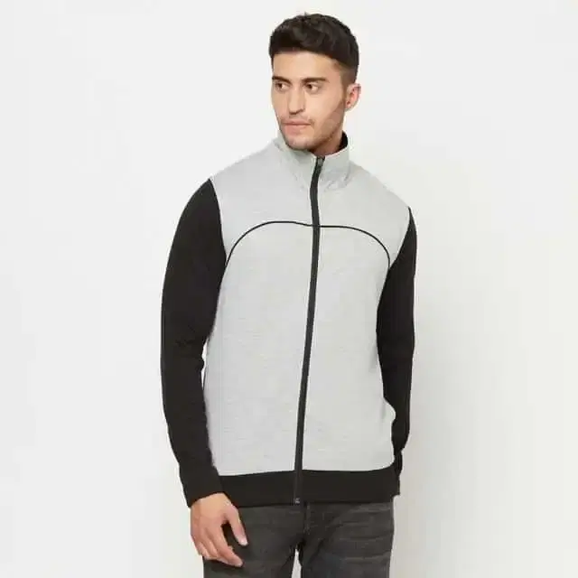 Glito Men's Sleeveless Sweatshirt With Contrast Piping & Side Pocket (Grey, L)