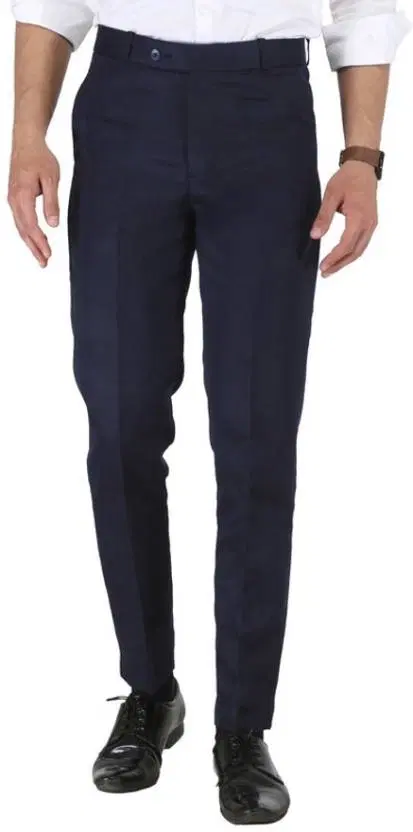 Cotton Trouser for Men (Navy Blue, 34)