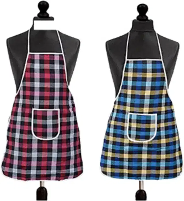 Cotton Kitchen Aprons, Multicolor, Pack of 2