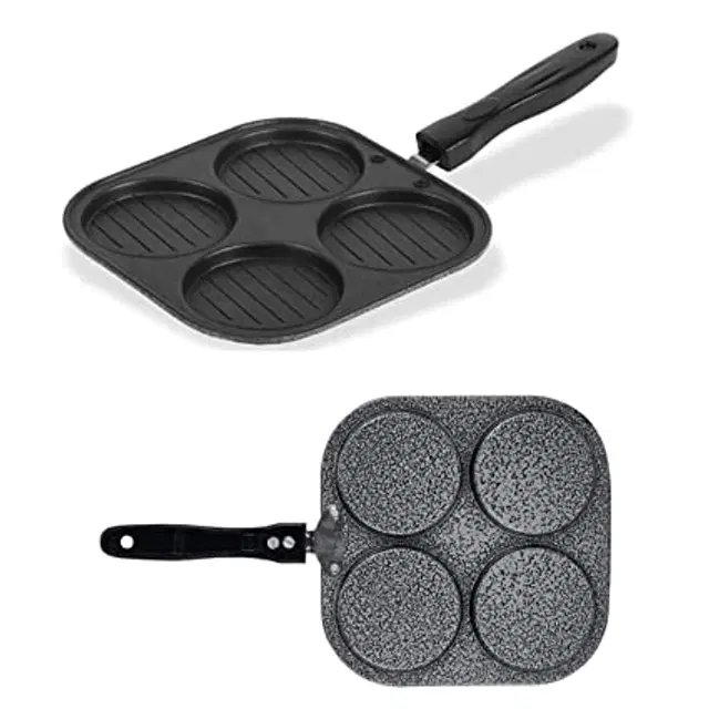 Aluminium 4 Section Appam Maker, Black