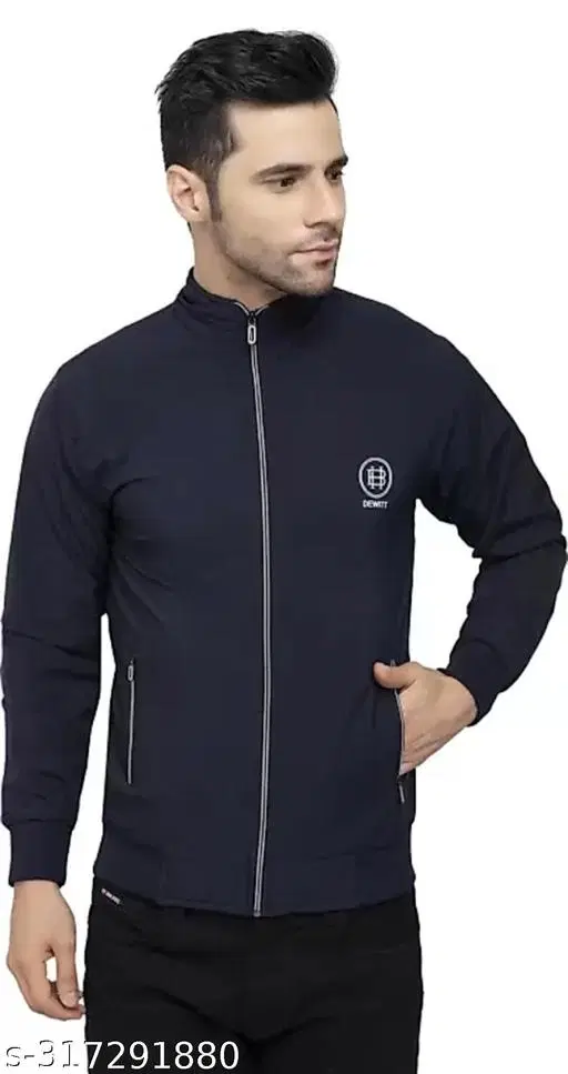 PU Jacket for Men (Navy Blue, XXXL)