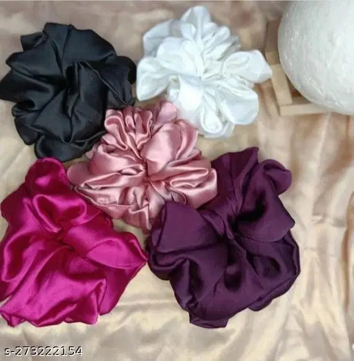 Pure Silk Scrunchies for Women, Pack of 12 (Multicolor)