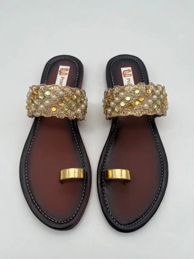 Flats for Women (Brown & Gold, 7)