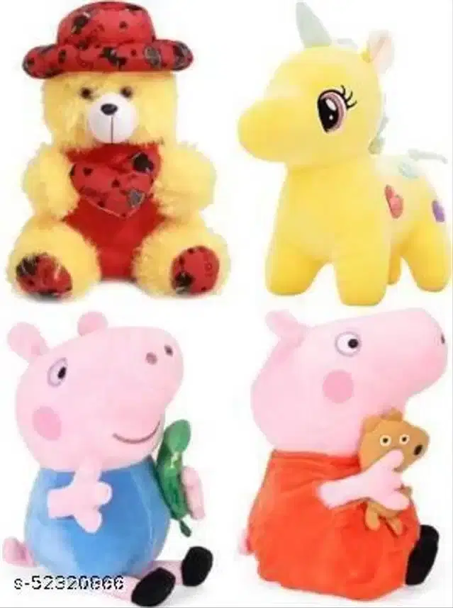 Stuffed Toys for Kids, Multicolor, Set of 4