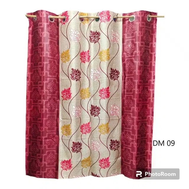 Printed Door, 7 feet & Two Window, 5 feet Curtains, Multicolor, Set of 2