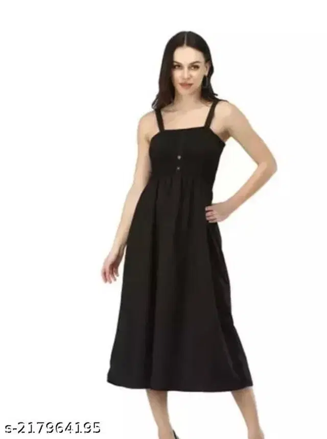 Poly Crepe Dress for Women (Black, M)