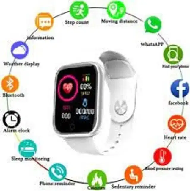 D20 Smart Watch for Men & Women, White
