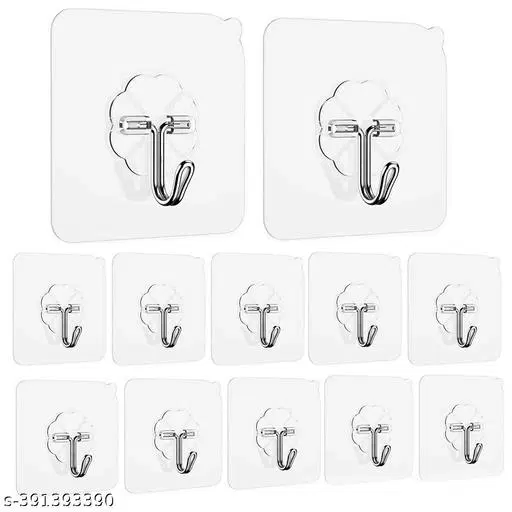 Amaze Weal 20 Pcs Self Adhesive Plastic Wall Hooks, Transparent, Set of 1